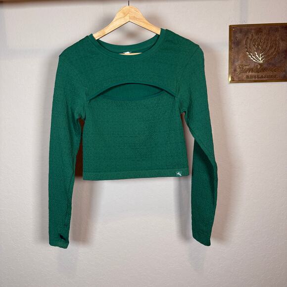 Women's Target Joy Lab Cropped Green Long Sleeve Athletic Wear Top Size Small - Picture 3 of 7